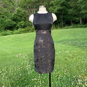 Elie Tahari metallic silk sheath LBD dress-Size 4